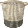 Natur-grauer Pflanzkorb aus Seegras, Ø 38x40 cm, mit Griffen. Ideal als Übertopf.