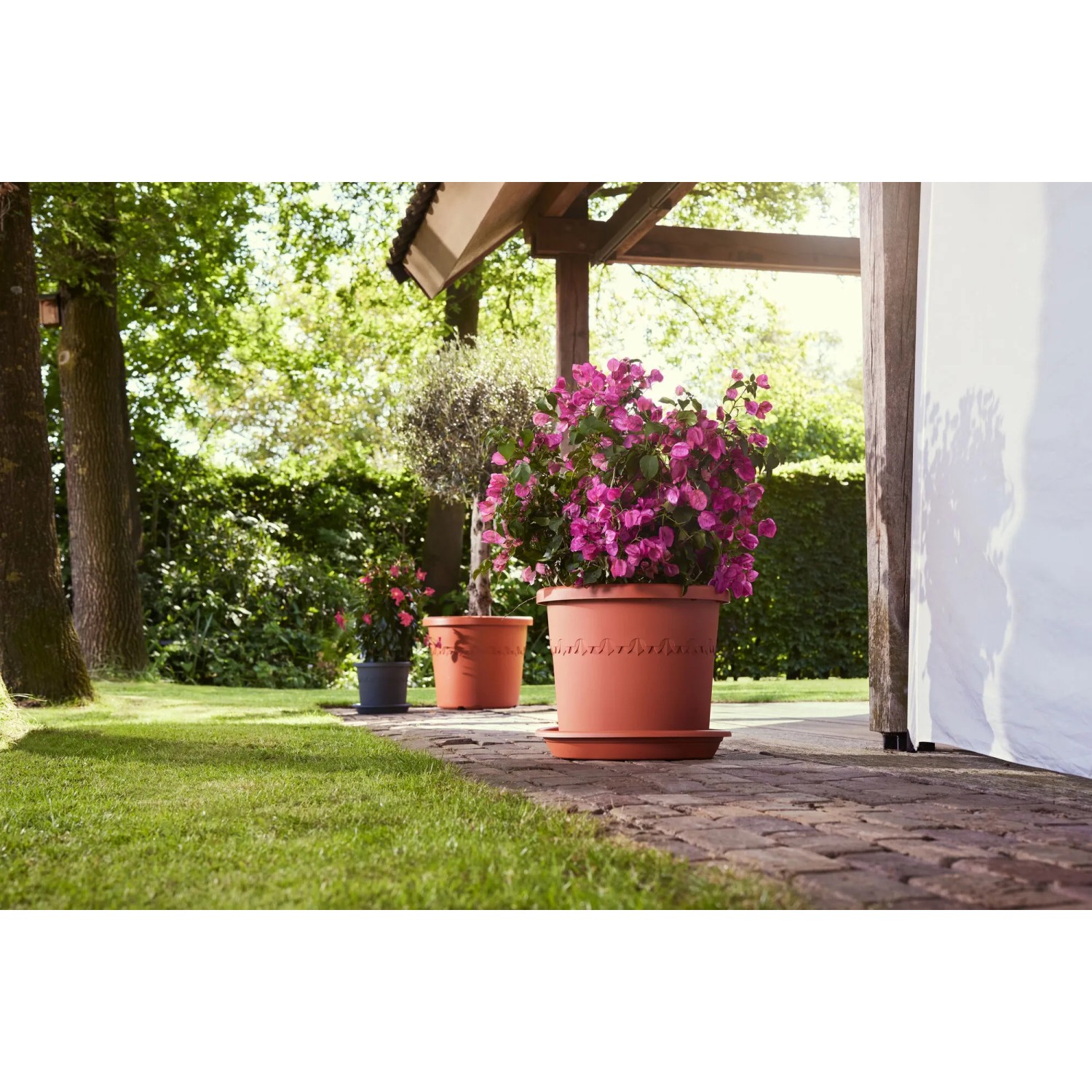 Decor Space Blumentopf Rund Aus Kunststoff – Made In Italy, Anthrazit, 40 Cm Durchmesser, 100% Recycelbar