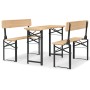 Klappbares 3-tlg. Biertisch-Set aus Tannenholz mit Tisch und zwei Bänken für den Garten.