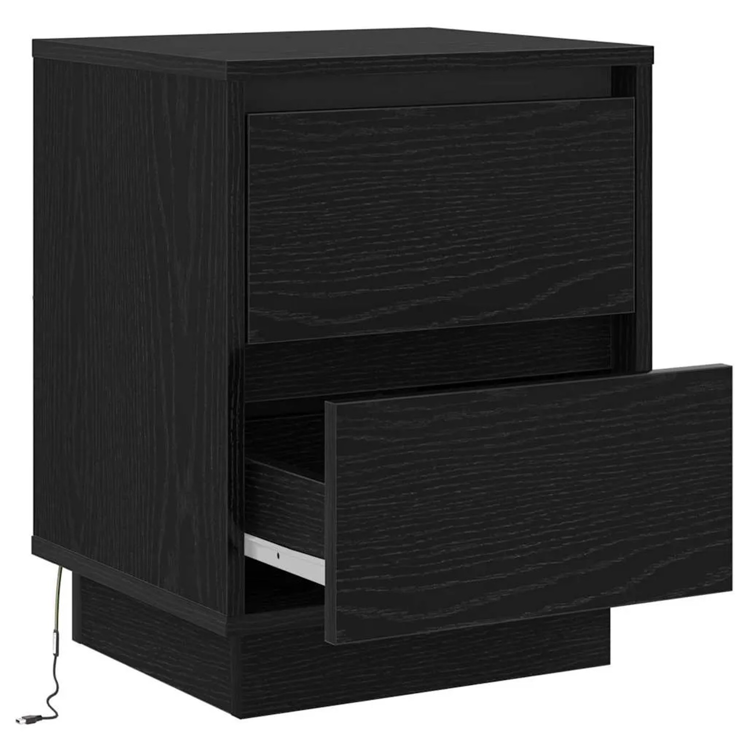 Schwarzer vidaXL Nachttisch mit Schublade aus Holzwerkstoff, 39x34,5x50 cm.