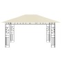 Cremeweißer vidaXL Pavillon mit Moskitonetz und LED-Lichterkette, 4x3m, für Garten & Terrasse.