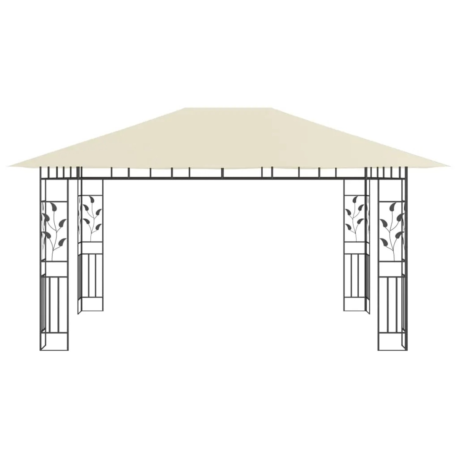 Cremeweißer vidaXL Pavillon mit Moskitonetz und LED-Lichterkette, 4x3m, für Garten & Terrasse.