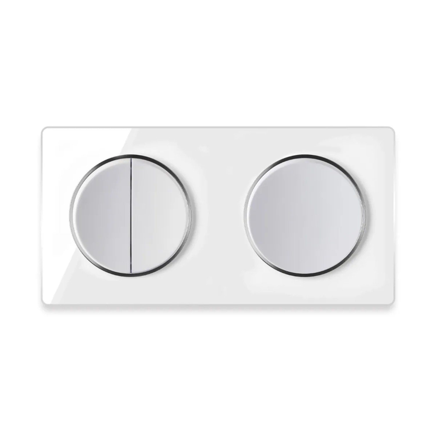 OneKeyElectro Serienschalter 2fach Lichtschalter mit Glas Abdeckrahmen 2fach Waagerecht Weiß