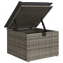 Grauer Gartenhocker mit Stauraum aus Polyrattan, Teil der vidaXL Sofagarnitur.