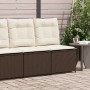 Brauner Poly Rattan Gartensessel mit cremeweißen Kissen. Gartenstuhl mit Liegefunktion für Terrasse.