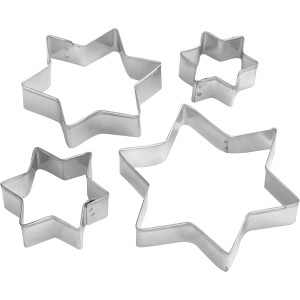Zenker Patisserie Stern Ausstecher Set, 4 silberne Küchenhelfer zum Backen von Sternen.