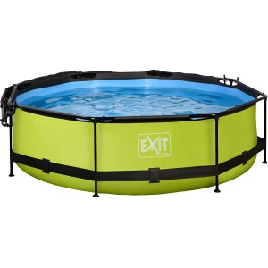 EXIT Lime Pool, grüner Stahlrahmenpool ø 300 cm mit Filterpumpe und Sonnensegel.