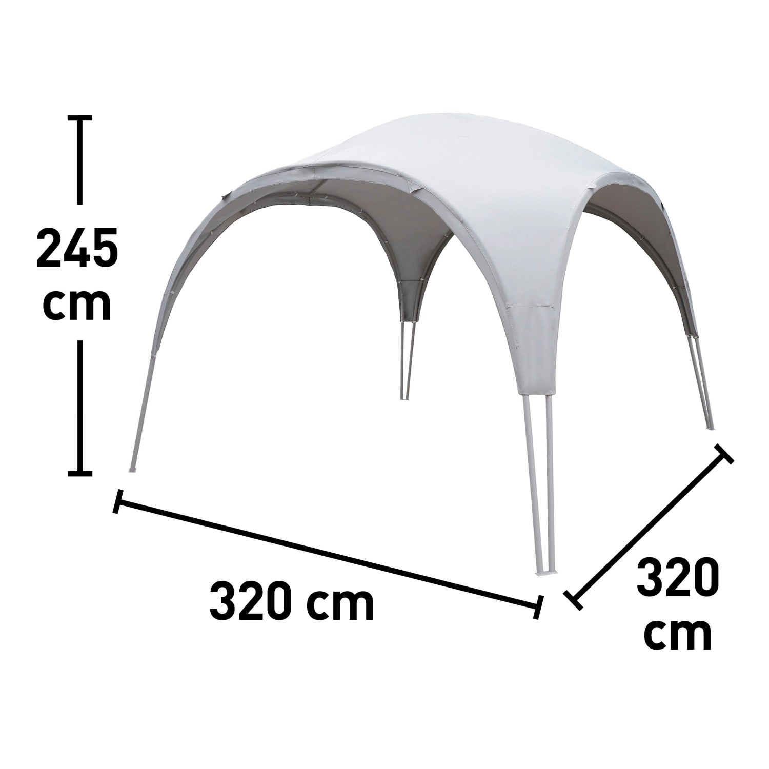 Grauer Pavillon Oromocto, 320x320 cm, mit Kuppeldach. Gartenzelt für Terrasse und Garten.