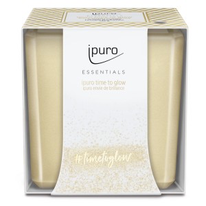 Ipuro Duftkerze Essentials Time To Glow, 125g, goldfarben im Geschenkkarton.