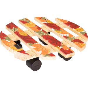 Wagner Multi Roller GH0643 mit Herbstlaub-Motiv, Ø 300 mm, bis 100 kg belastbar. Rolluntersetzer aus Holz mit Rollen.