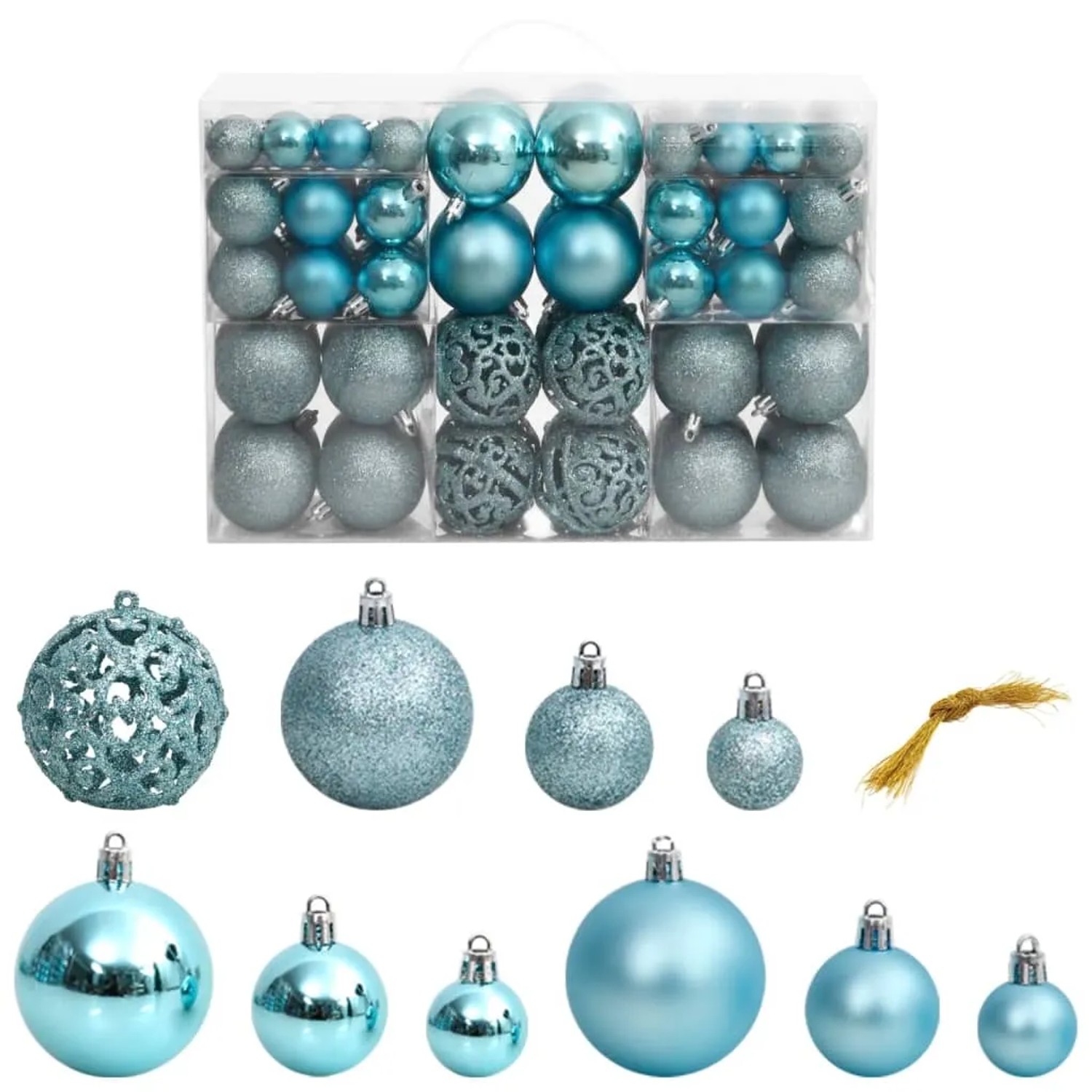 furnicato Weihnachtskugeln 100 Stk. Türkis 3 / 4 / 6 cm