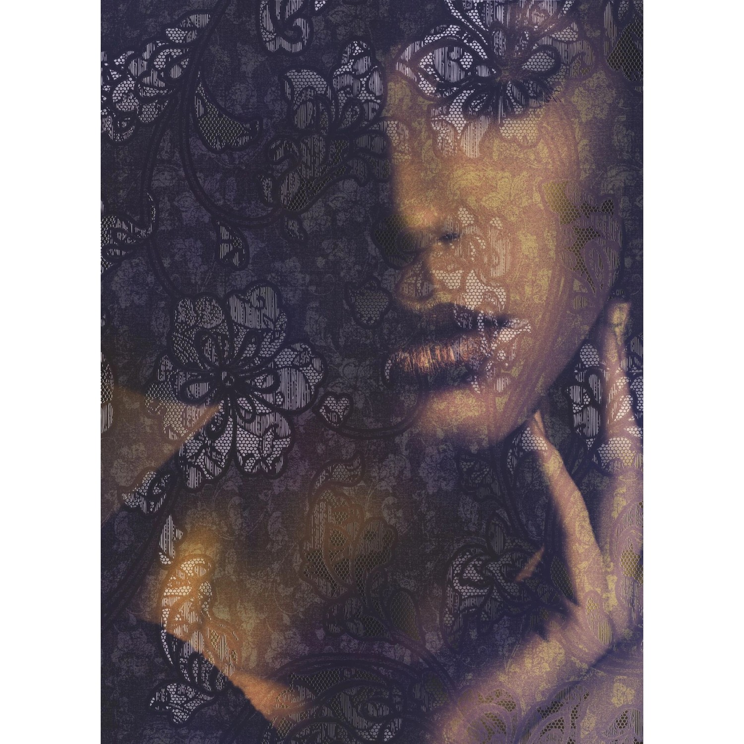 Komar Fototapete Lace Schwarz und Beige 184 x 248 cm 611106 günstig online kaufen