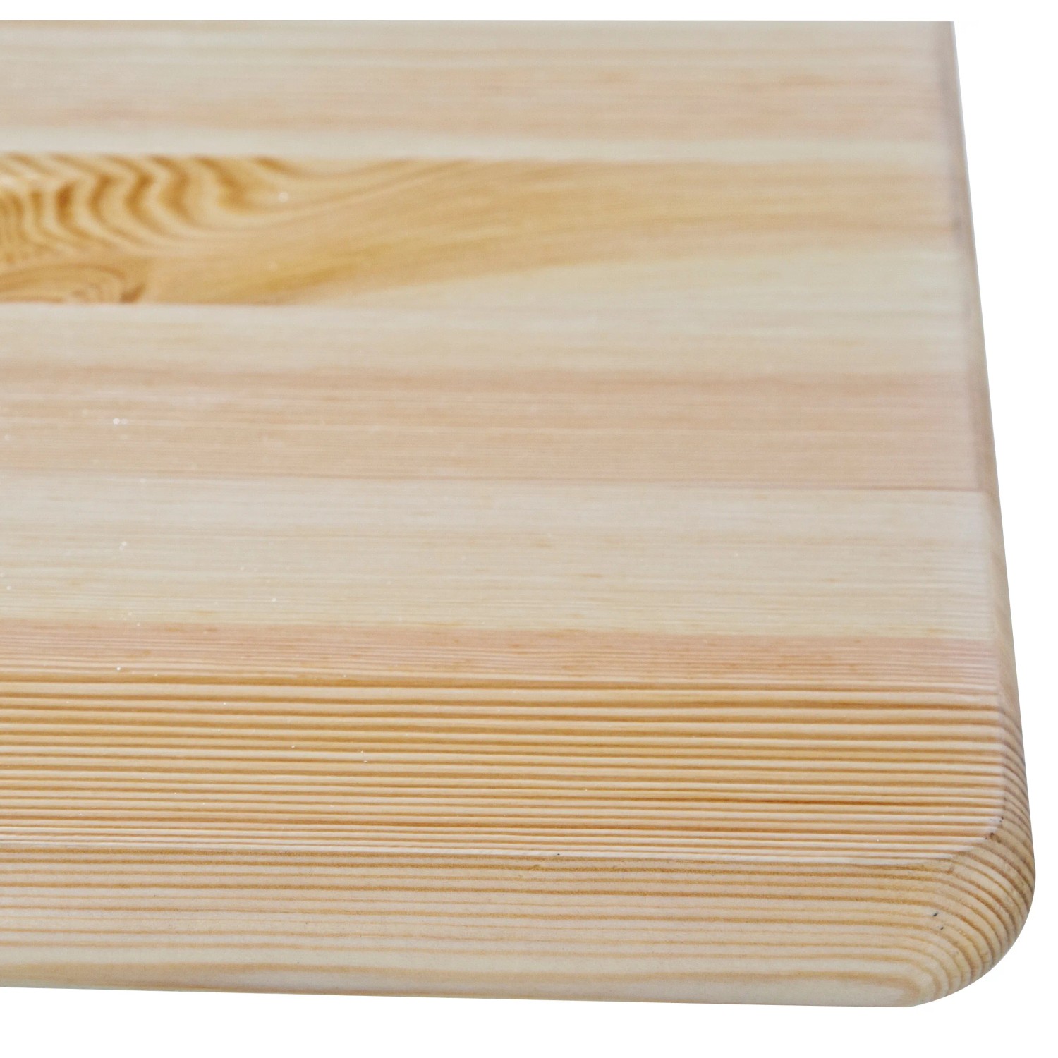 Detailaufnahme der Tischplatte des Fun Star Stehtischs aus hellem Kiefernholz.