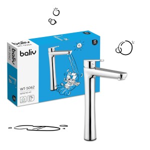 baliv Waschtischarmatur WT-5062 Chrom, hoher Auslauf. Ideal für Aufsatzwaschbecken.