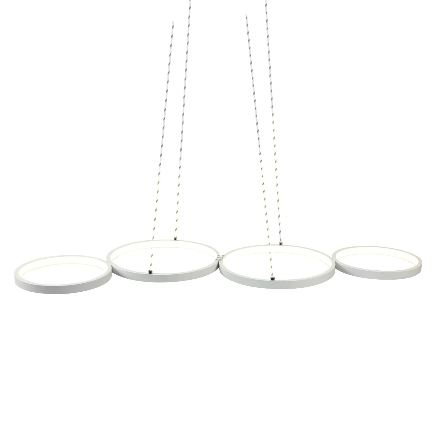 NETTLIFE Moderne Weiße LED-Pendelleuchte Durchmesser 88 CM 4 Ringe Metalldesign Dimmbar mit Fernbedienung