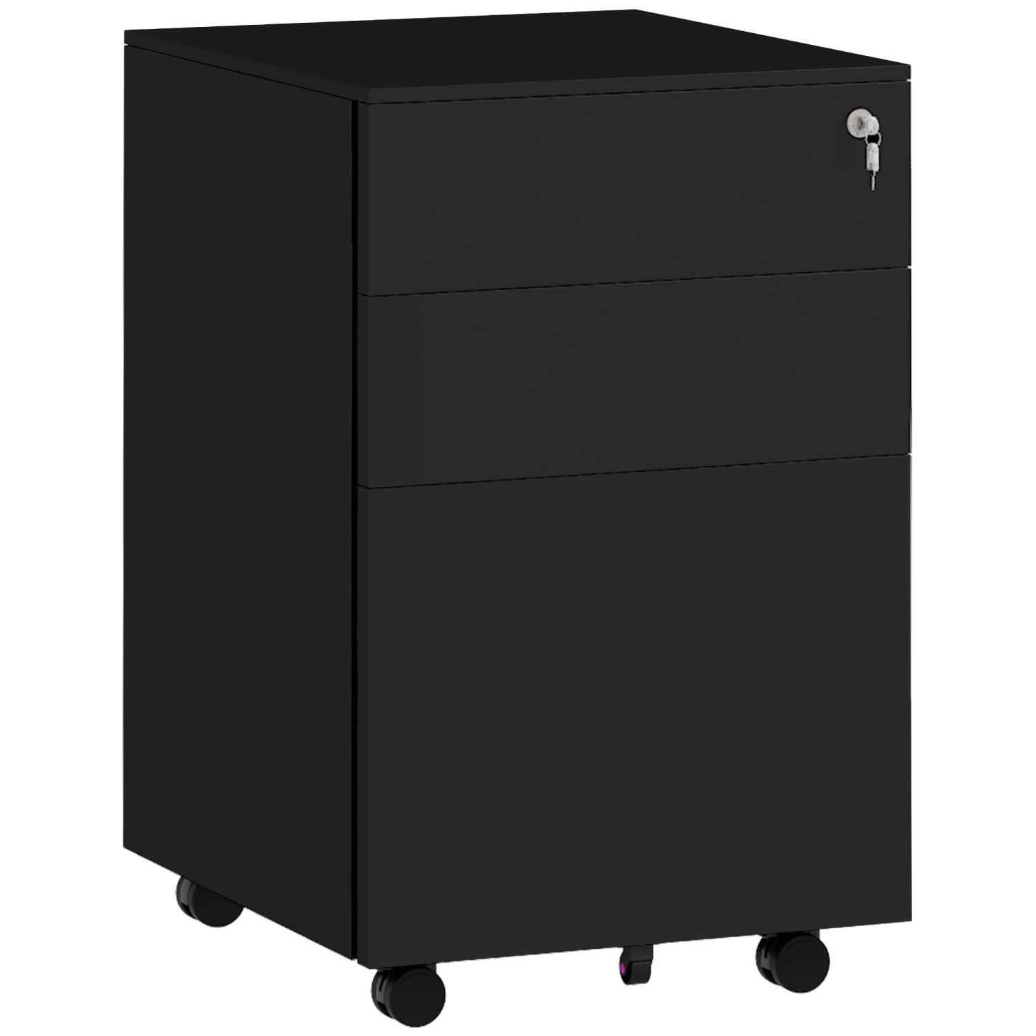 Vinsetto Rollcontainer mit 3 Schubladen Schloss Stahl  37 x 43,5 x 60 cm Schwarz