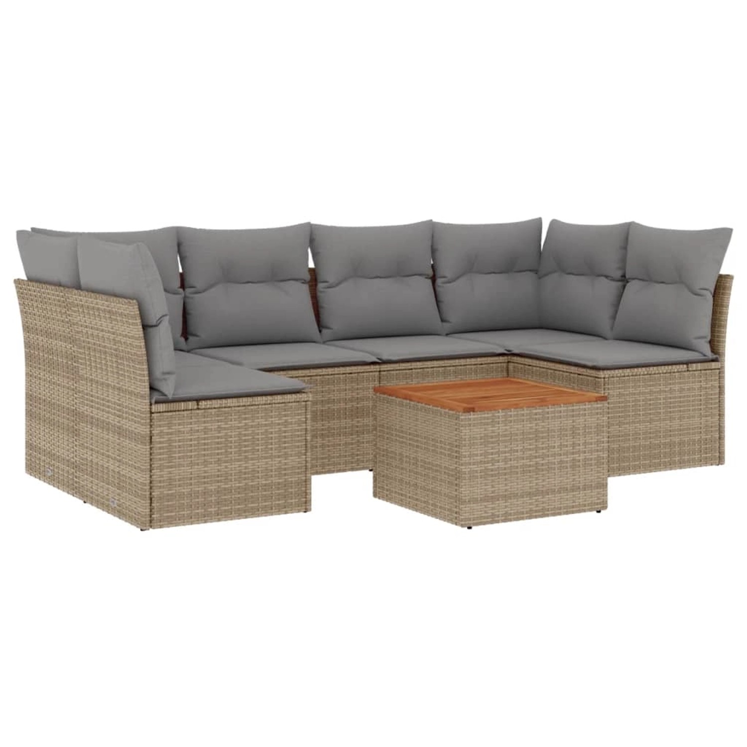 vidaXL 7-tlg Garten-Sofagarnitur mit Kissen Beige Poly Rattan Modell 242 günstig online kaufen