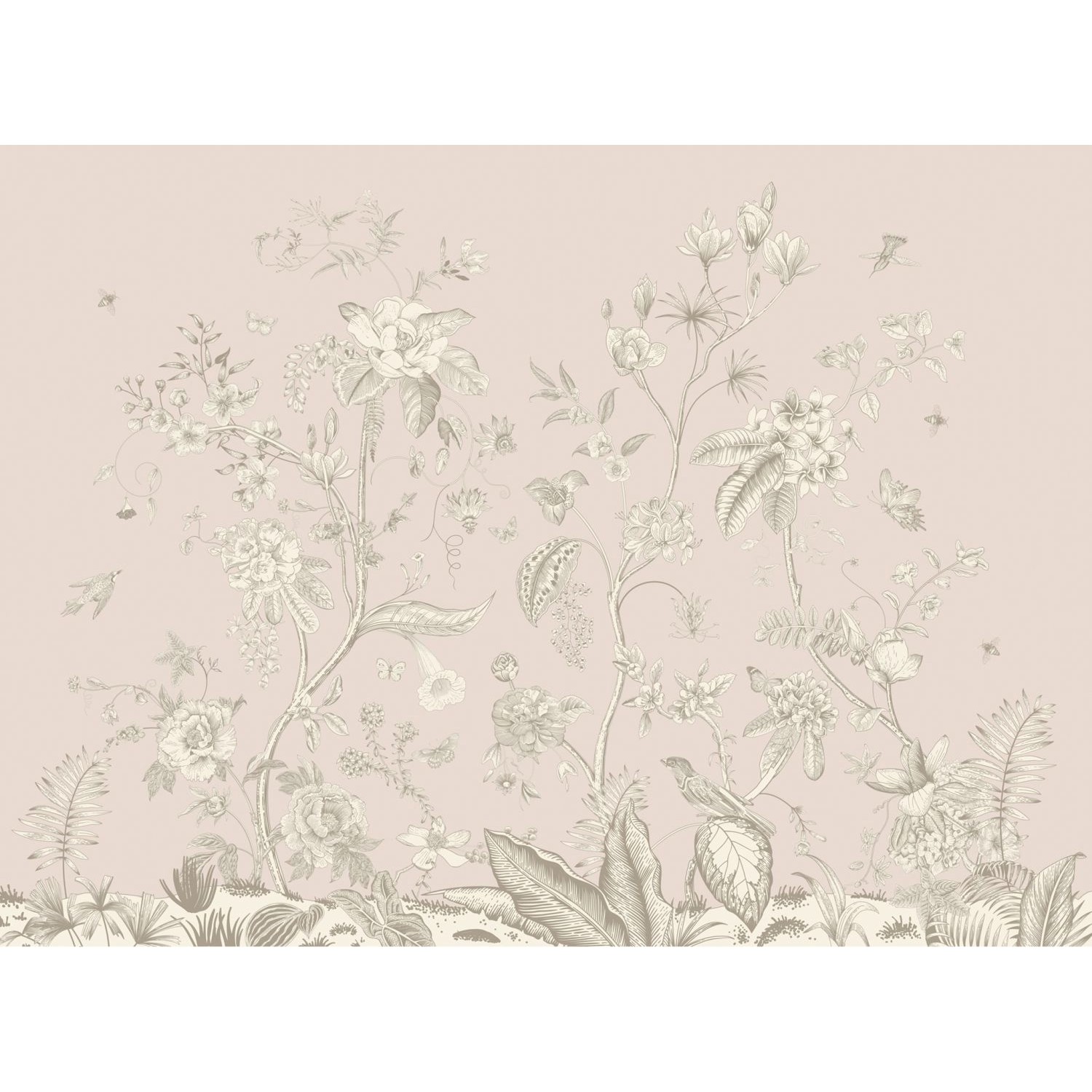 Sanders & Sanders Poster Blumenmuster Beige 1.1 x 1.55 m 601241 günstig online kaufen