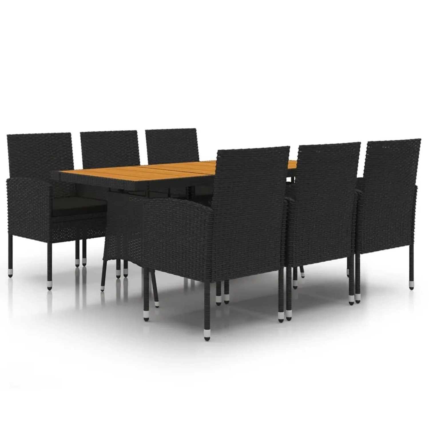 vidaXL 7-Tlg Garten-Essgruppe Poly Rattan Schwarz 3120109