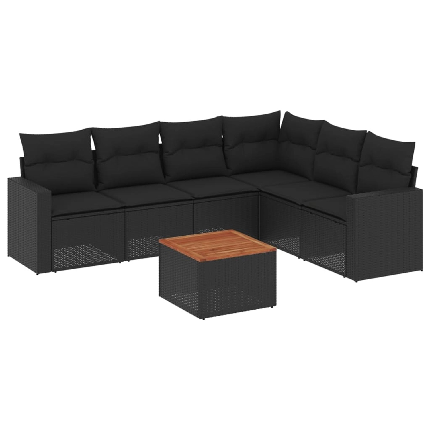 vidaXL 7-tlg Garten-Sofagarnitur mit Kissen Schwarz Poly Rattan Modell 106 günstig online kaufen