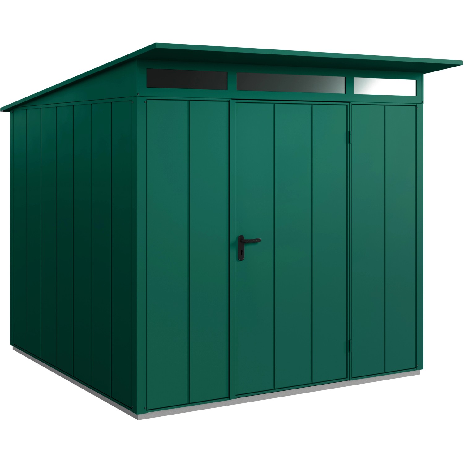 Ecostar Gerätehaus Elegant mit Pultdach Typ 2 RAL6005 Moosgrün Einzeltür
