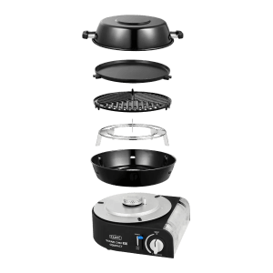 CADAC Safari Chef 30 Compact Campinggrill, zerlegt in Einzelteile.