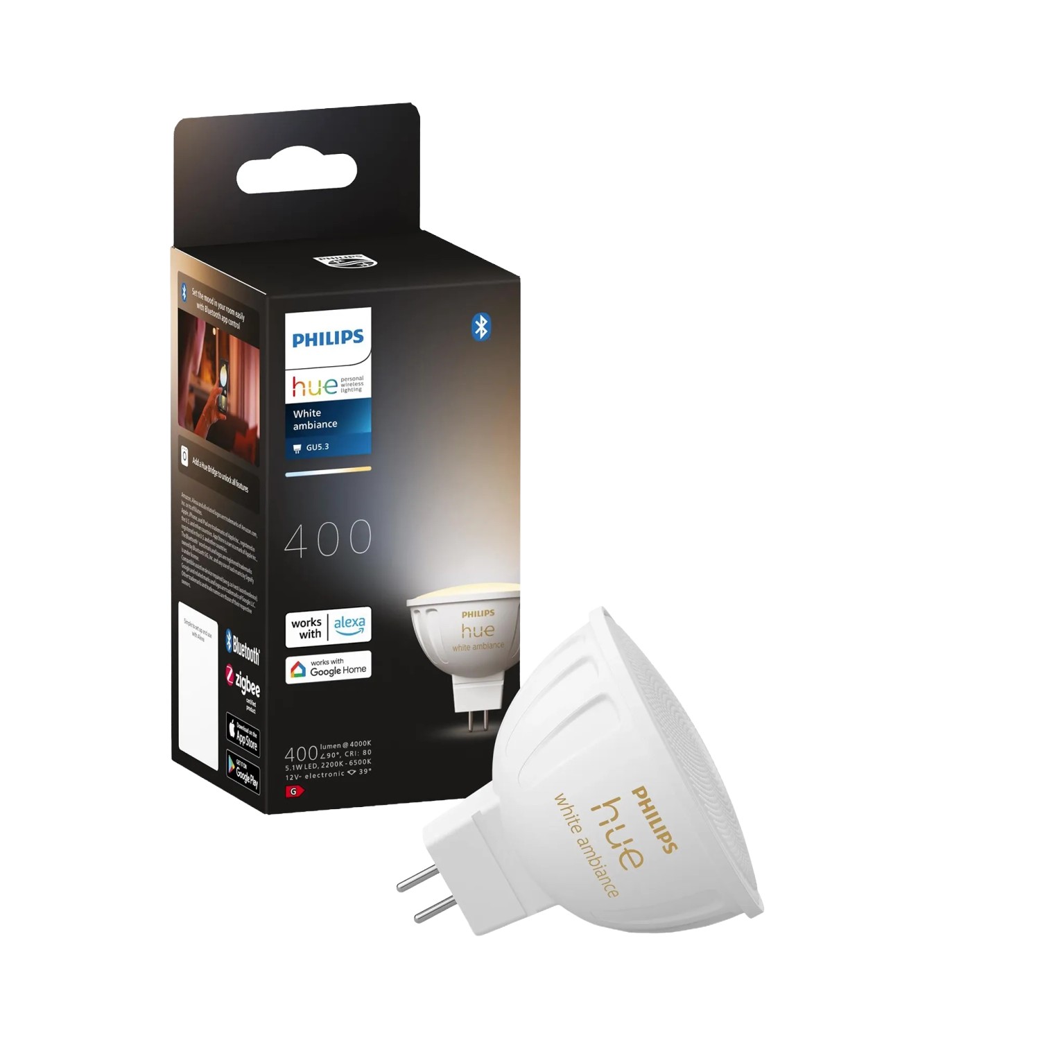 Philips Hue Smart-LED-Leuchtmittel MR16 Spot 5,1 W 400 lm White Ambiance günstig online kaufen