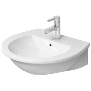 Weißes Duravit Handwaschbecken Darling New, 55 cm, mit Hahnloch und Überlauf.