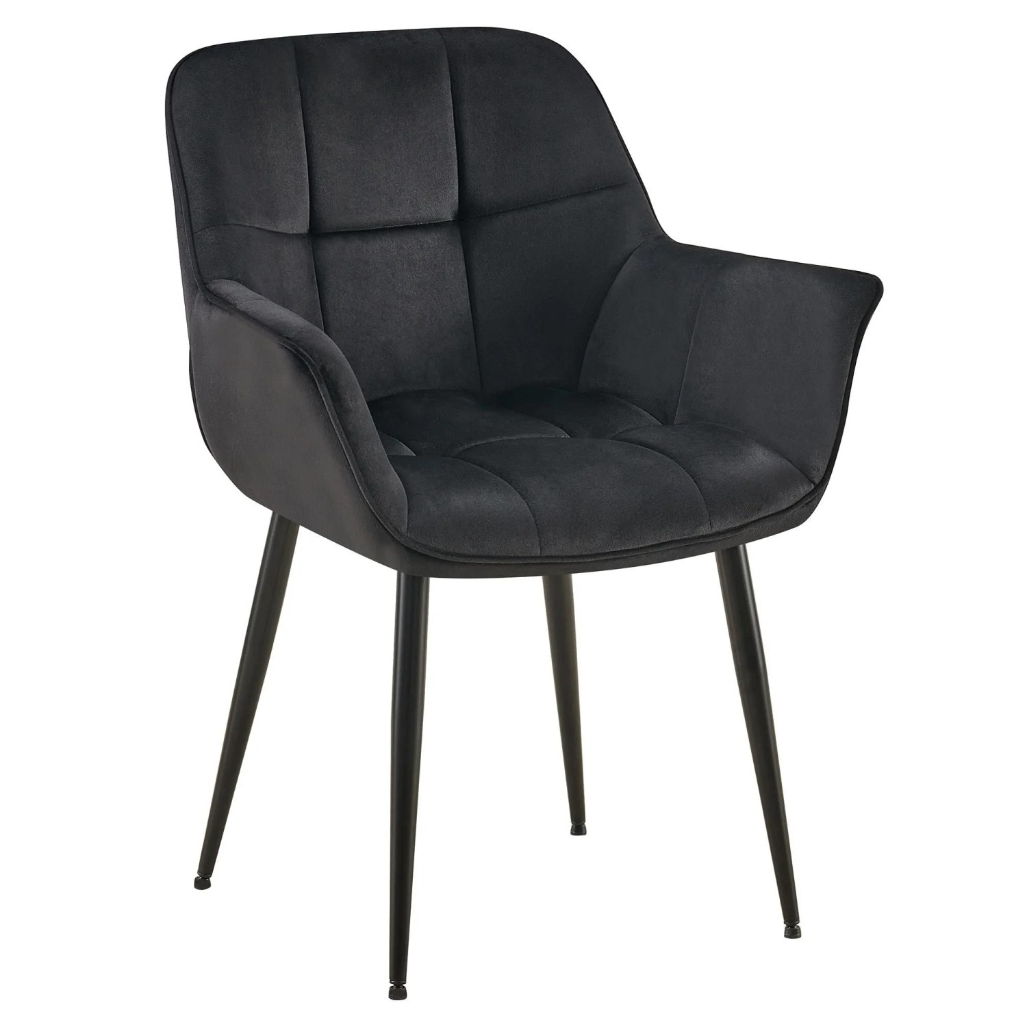 DELUKE Esszimmerstuhl GUNIM Samt Schwarz 65x58x85cm Essstühle Esszimmerstühle Küchenstühle Wohnzimmerstühle