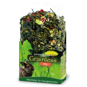 JR Farm Grainless Mix Kaninchenfutter für Zwergkaninchen, getreidefreies Alleinfutter im 650g-Beutel.