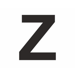 Schwarzer Aufkleber Buchstabe Z, 6 cm hoch, aus PVC-Folie.