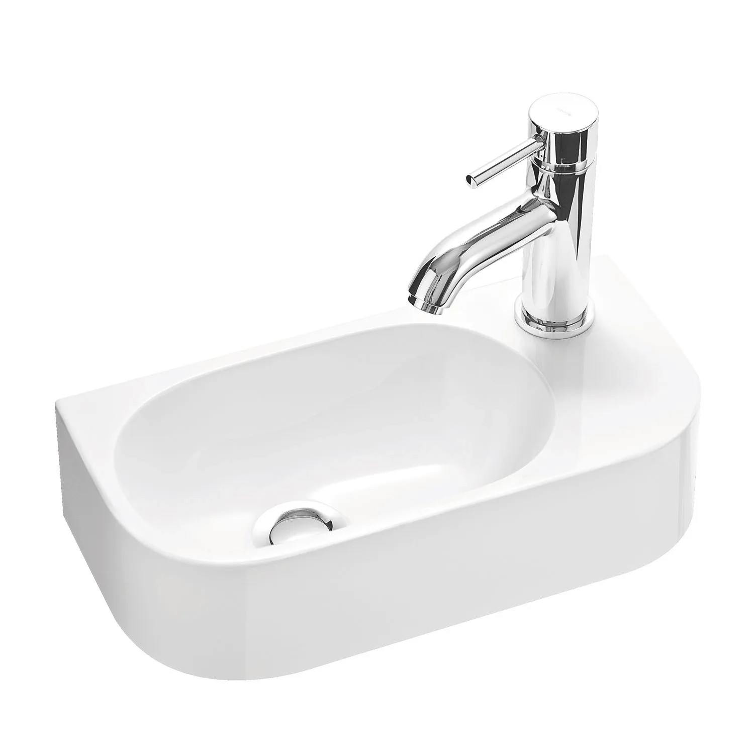 Stilform Gäste WC Waschbecken PARK 40x20 cm aus Mineralguss für Wandmontage oder Aufsatzwaschbecken mit Hahnloch Rechts