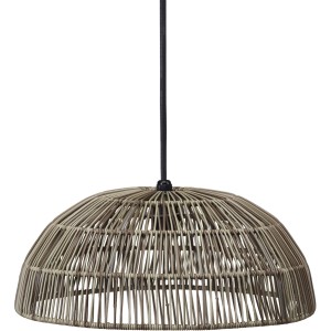 PR Home Hue Lampenschirm Rattan für Außen Grau grün Beige 45cm für E27 Pendelaufhang