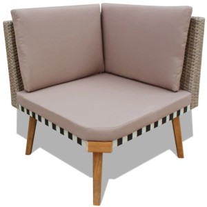 vidaXL Gartenlounge-Eckteil, graues Polyrattan mit Auflagen. Teil eines 4-tlg Sets.
