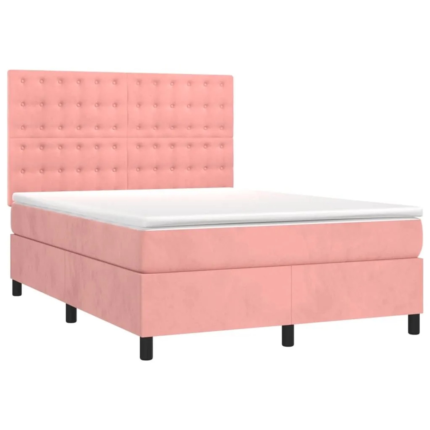 vidaXL Boxspringbett mit Matratze Rosa 140x190 cm Samt 3143264 günstig online kaufen