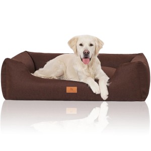 Knuffelwuff Hundebett Lotte Velours XXL, 120x85cm, braun mit Golden Retriever