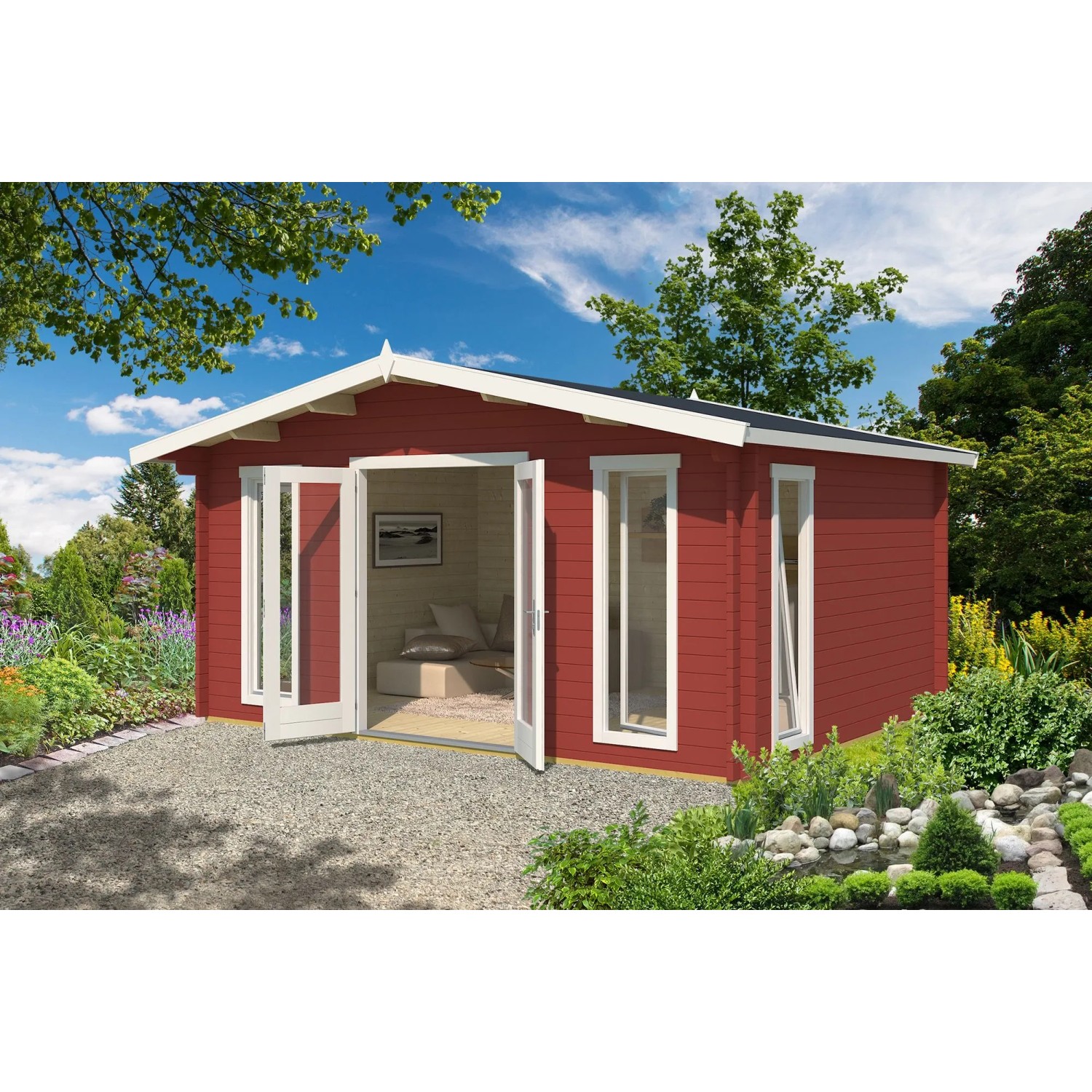 Lasita Gartenhaus Elgin 44 Schwedenrot 480 cm x 360 cm