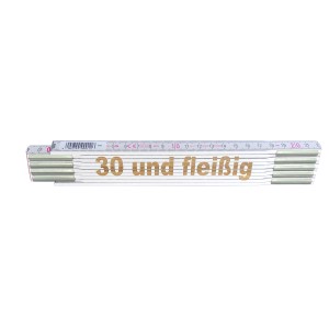 Stabila Zollstock mit Lasergravur "30 und fleißig", 2 m, für Messarbeiten und als Geschenkidee.