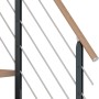 Dolle Mittelholmtreppe Frankfurt, Buche/Anthrazit, Detailansicht Geländer mit Edelstahlstäben.
