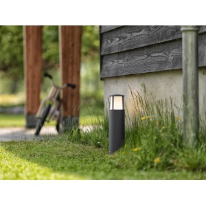 Philips myGarden LED-Sockelleuchte Stock, anthrazitfarbene Gartenleuchte aus Aluminium.