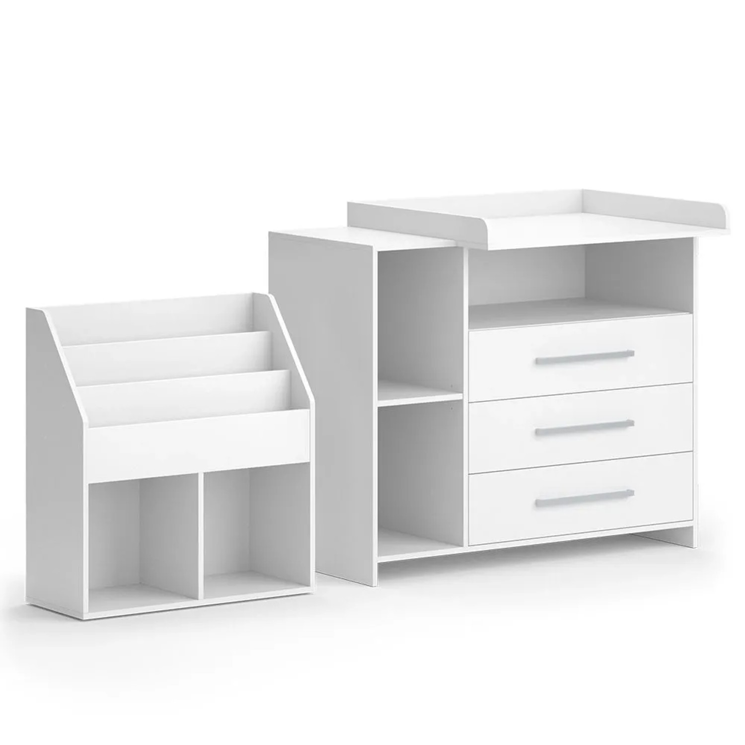 Vicco Kinderzimmer-Set Oskar Weiß 113 x 100 2 Teile mit Wickelkommode und Bücherregal Art Nr 41625