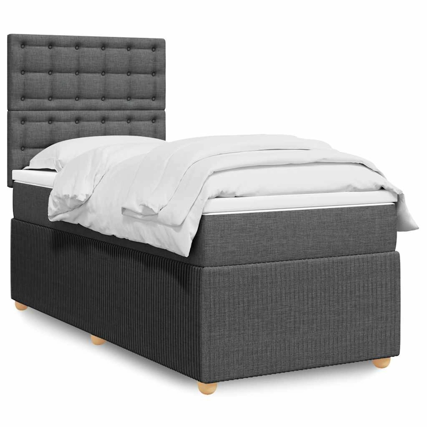 vidaXL Boxspringbett mit Matratze Dunkelgrau 80x200 cm Stoff 3294198
