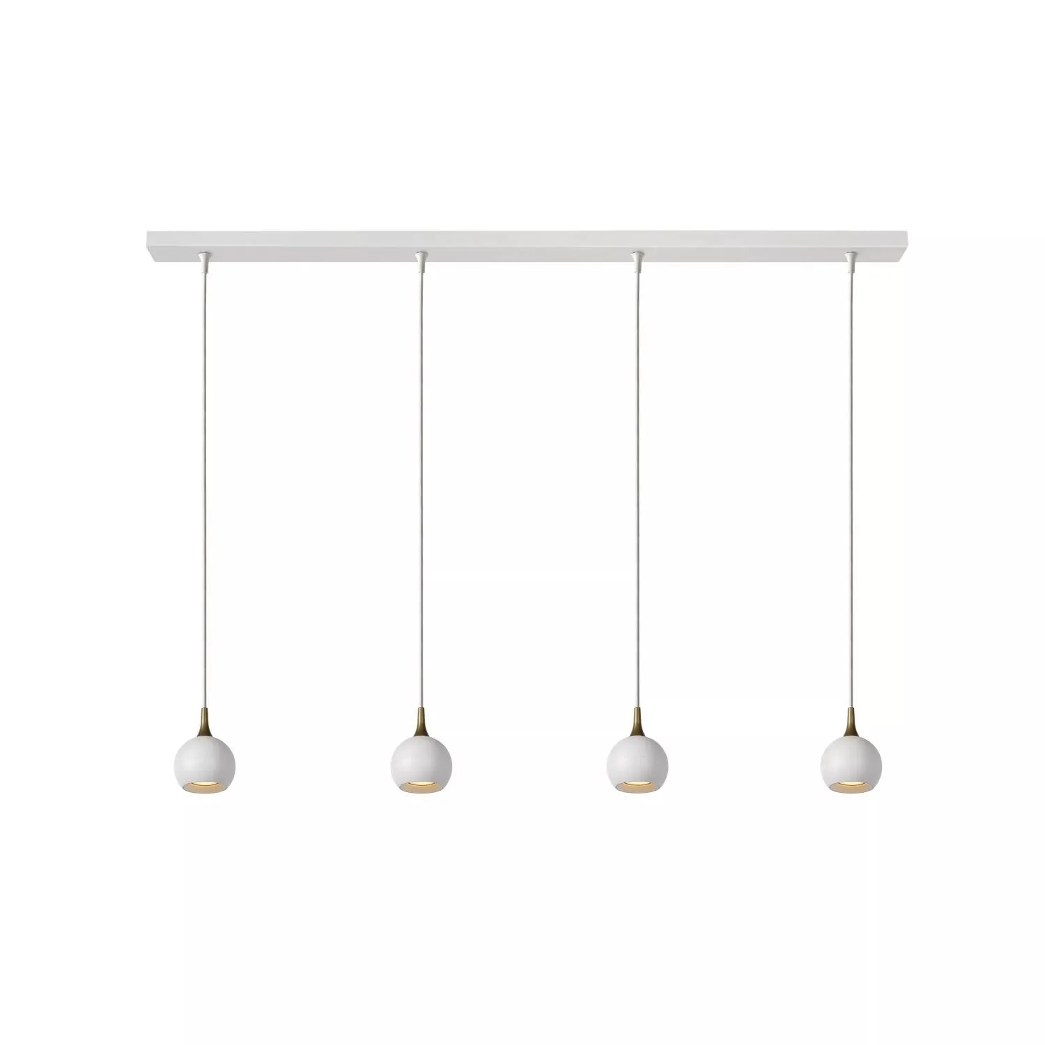 Licht-Erlebnisse Hängelampe Weiß Messing 100 CM Lang 4-Flammig GU10 Metall