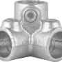 Silbernes Dreiweg-Eckstück 90° für Stahlrohre (Ø 2,7 cm) zum Möbelbau.