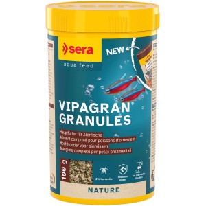 Sera Vipagran Nature Fischfutter, 250ml Dose mit Granulat für Zierfische.