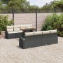 Schwarzes 9-teiliges vidaXL Garten-Sofa-Set aus Poly Rattan mit Tisch und Stauraum.