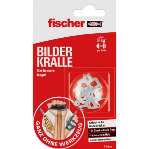 fischer Bilderkrallen 8er-Pack: Bilderhaken zum einfachen Aufhängen ohne Werkzeug.