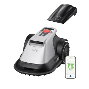 Eufy Mähroboter E15 für Rasenflächen bis 800 m² mit App-Steuerung und Hinderniserkennung.