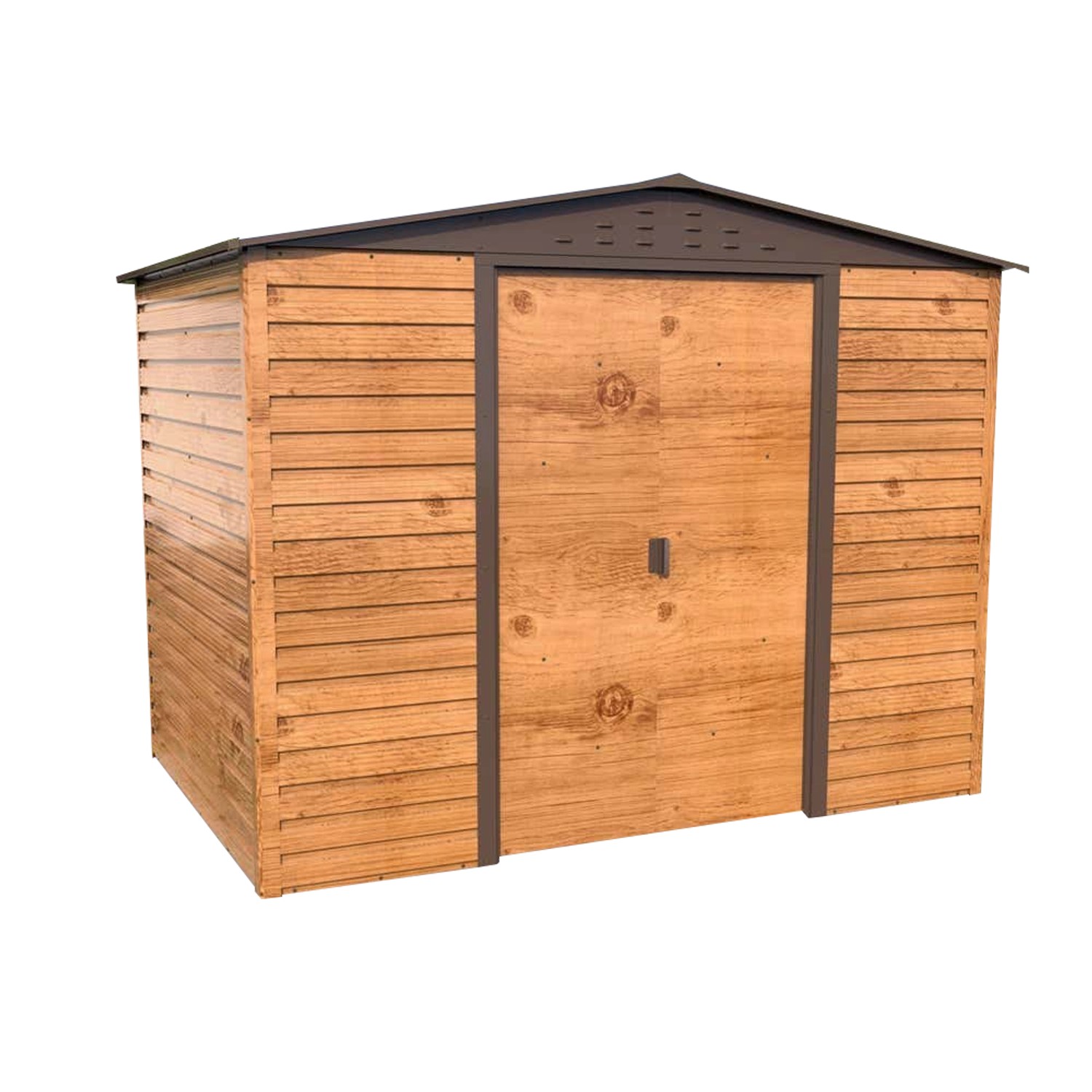 DURAMAX Metall-Gerätehaus Alpine 2,4x1,8m in Braun Holzoptik günstig online kaufen
