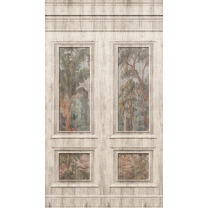 A.S. Création Vliestapete Wallpanel mit Wald- und Kassettendesign im Vintage-Stil.